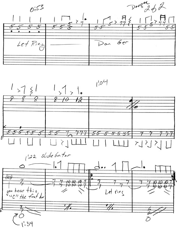 Danger guitar tab for Pylon
